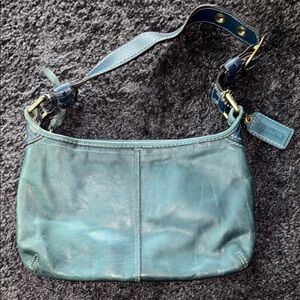 Coach Blue Leather Crescent Shoulder Bag